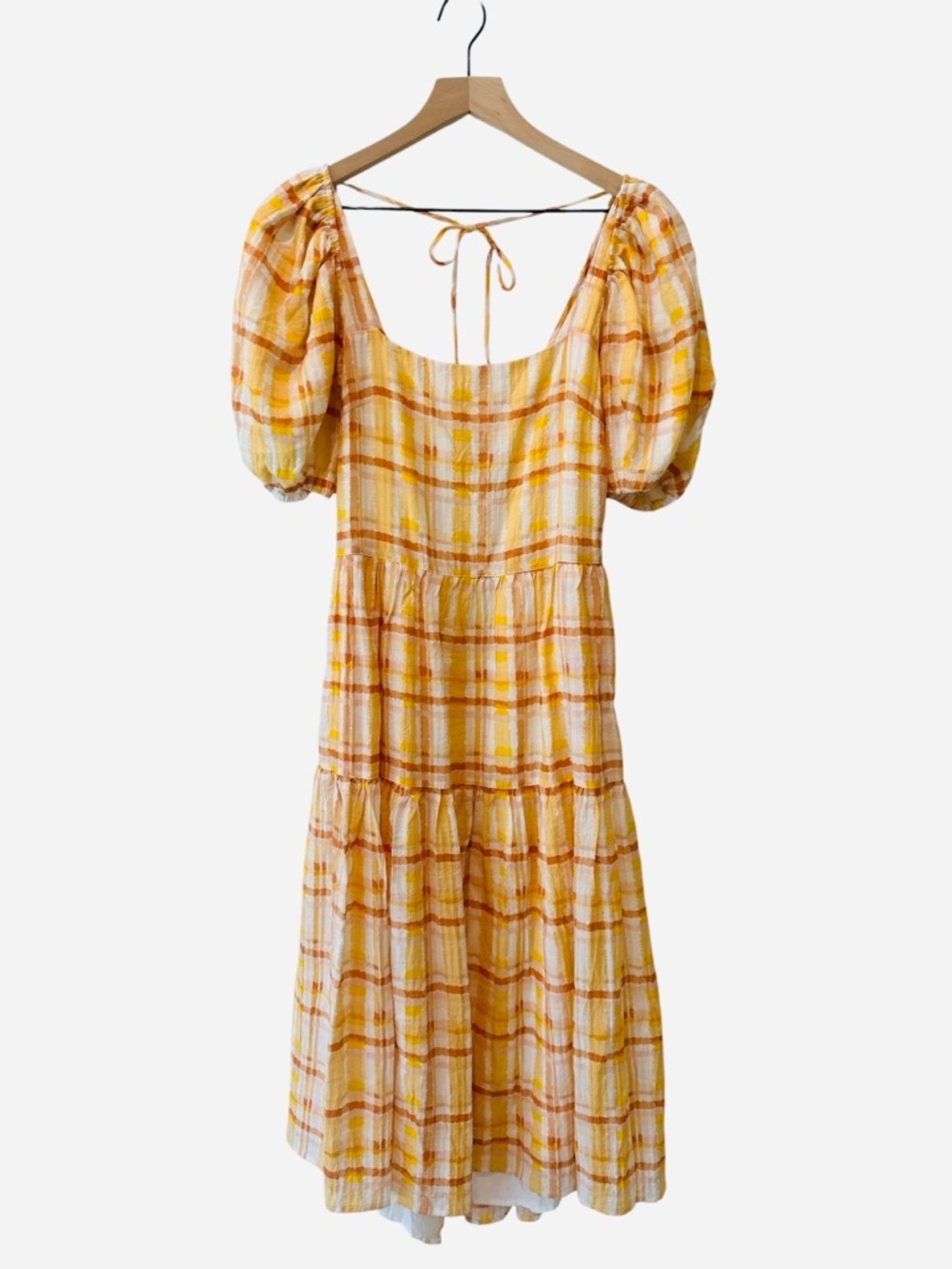 ASTR The Label Ilana Plaid Puff Sleeve Midi Dress - Picture 4 of 12